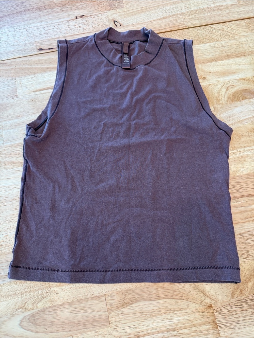 Skims Sleeveless Mock Neck Tank Top - Brown Sz L
